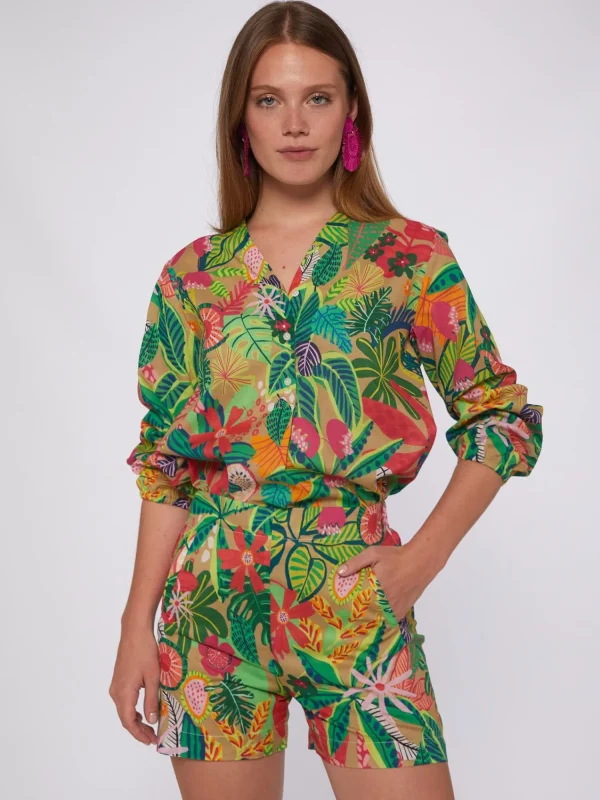 Mujer Vilagallo Bermuda Estampado Tropical