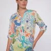 Mujer Vilagallo Camisa Algodon Estampado Sirena