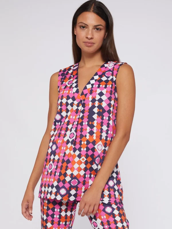 Mujer Vilagallo Camisa Algodon Estampado Geometrico