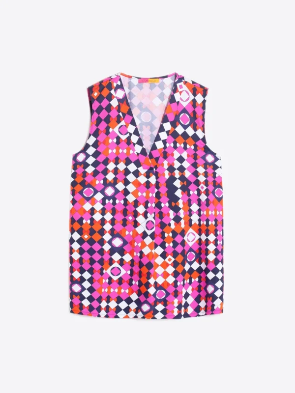 Mujer Vilagallo Camisa Algodon Estampado Geometrico