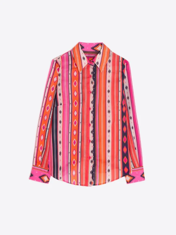 Mujer Vilagallo Camisa Algodon Estampado Navajo