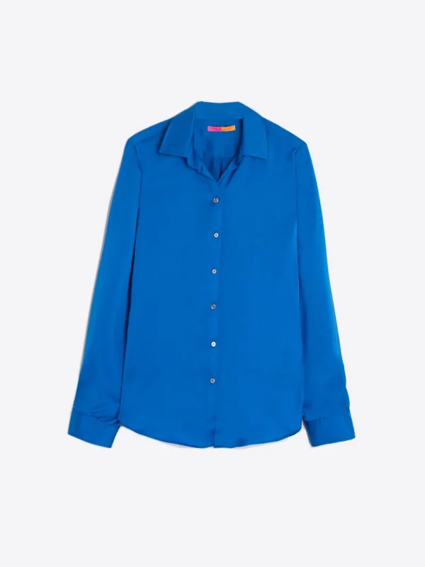 Mujer Vilagallo Camisa Azul Satinada