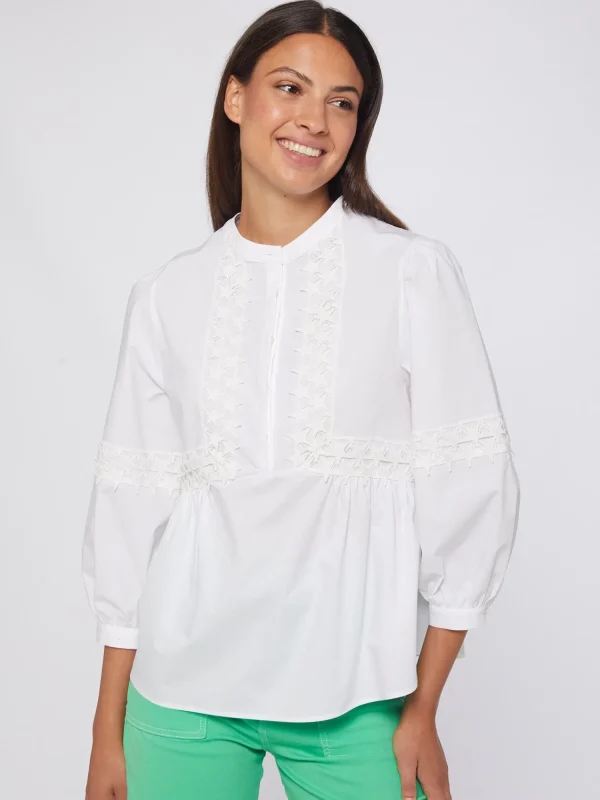 Mujer Vilagallo Camisa Blanca Poplin Detalle Estrellas