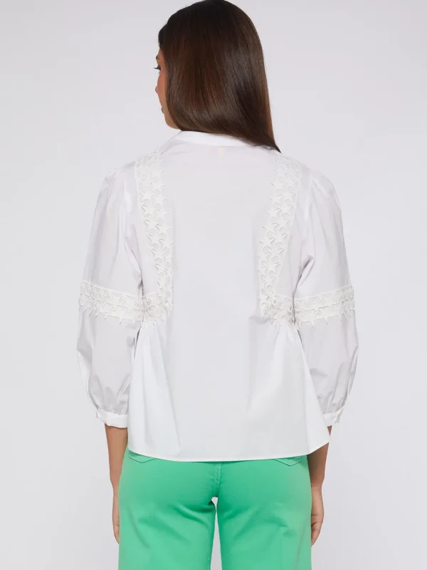 Mujer Vilagallo Camisa Blanca Poplin Detalle Estrellas