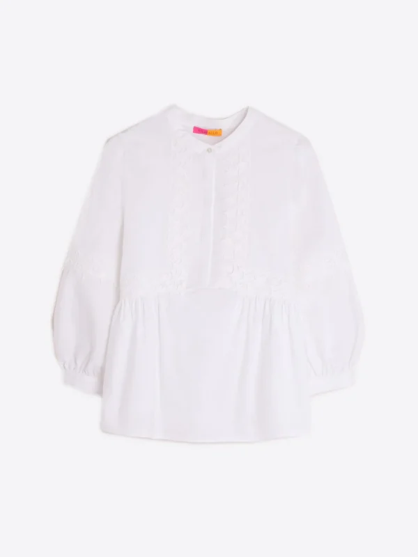 Mujer Vilagallo Camisa Blanca Poplin Detalle Estrellas