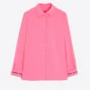 Mujer Vilagallo Camisa Bordada Punto Rosa Fluor