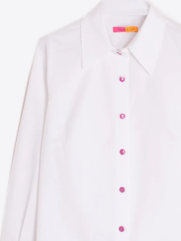 Mujer Vilagallo Camisa Boton Abeja Rosa Popelin