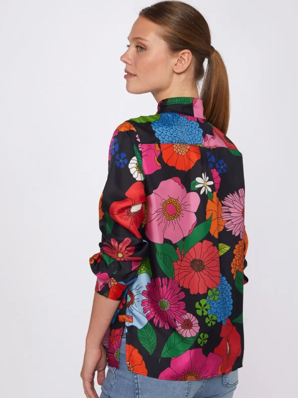 Mujer Vilagallo Camisa De Seda Maxi Flowers