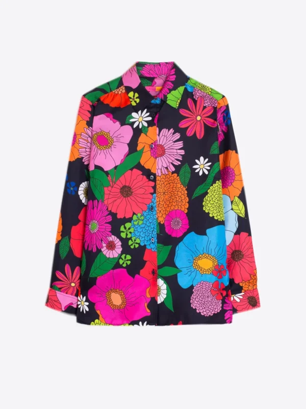 Mujer Vilagallo Camisa De Seda Maxi Flowers