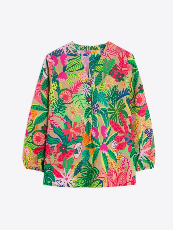Mujer Vilagallo Camisa Ebba Tropical Print Voile