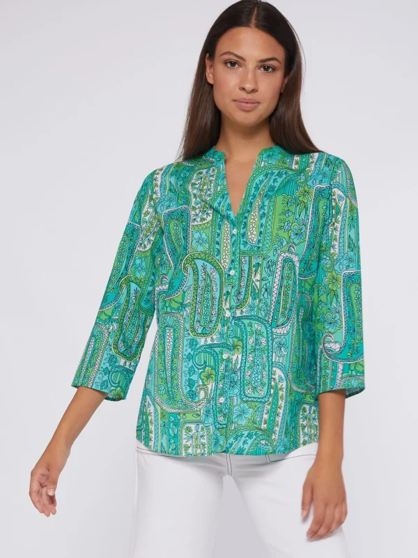 Mujer Vilagallo Camisa Estampada Paisley Verde