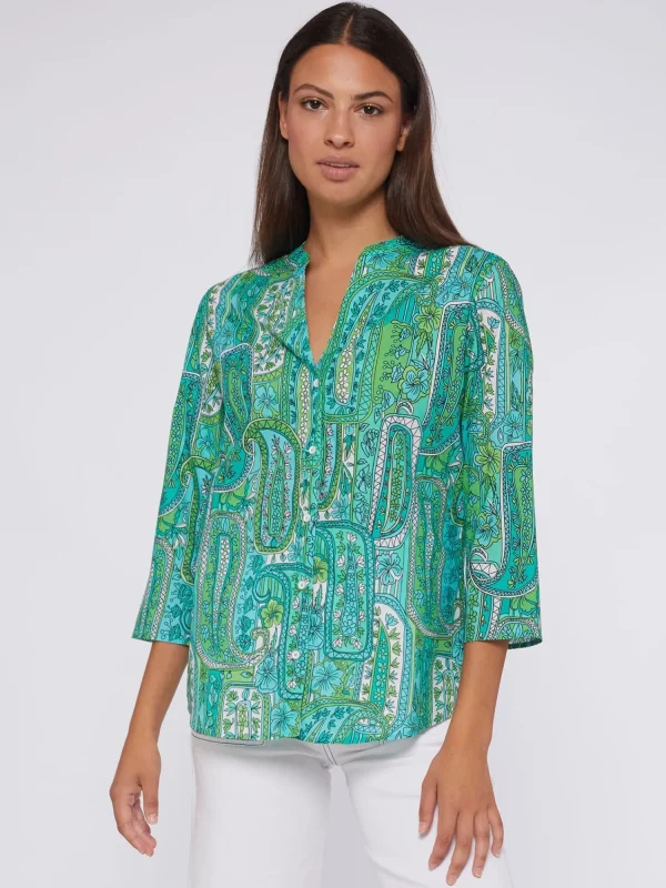 Mujer Vilagallo Camisa Estampada Paisley Verde