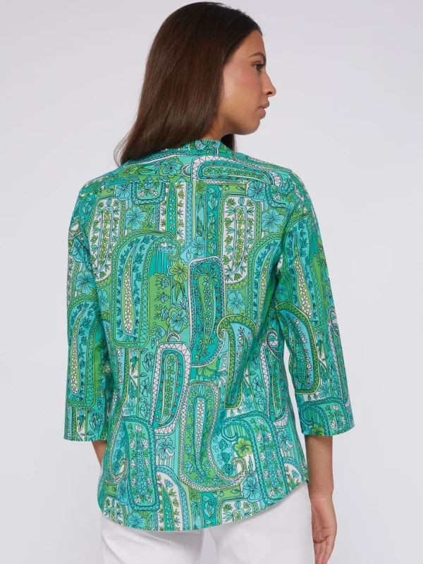 Mujer Vilagallo Camisa Estampada Paisley Verde