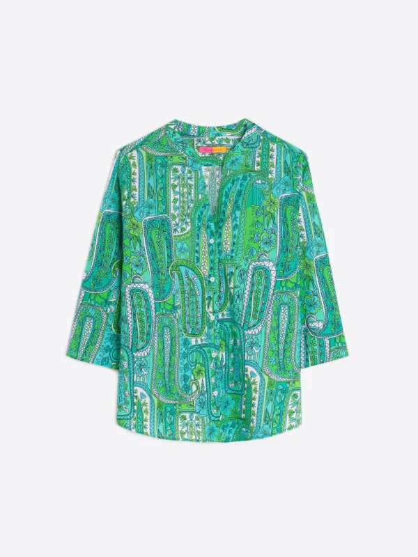 Mujer Vilagallo Camisa Estampada Paisley Verde