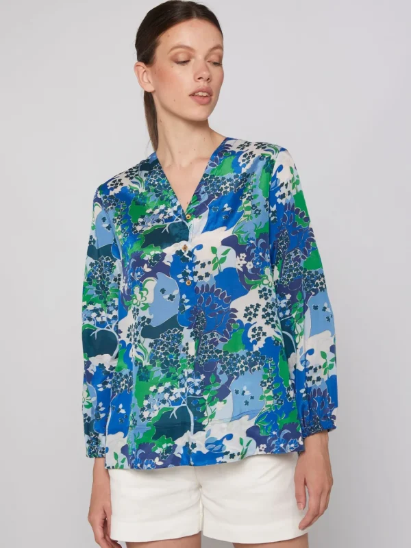 Mujer Vilagallo Camisa Estampado Blue Blossom