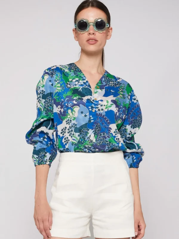 Mujer Vilagallo Camisa Estampado Blue Blossom