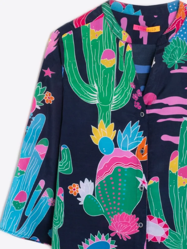 Mujer Vilagallo Camisa Estampado Cactus