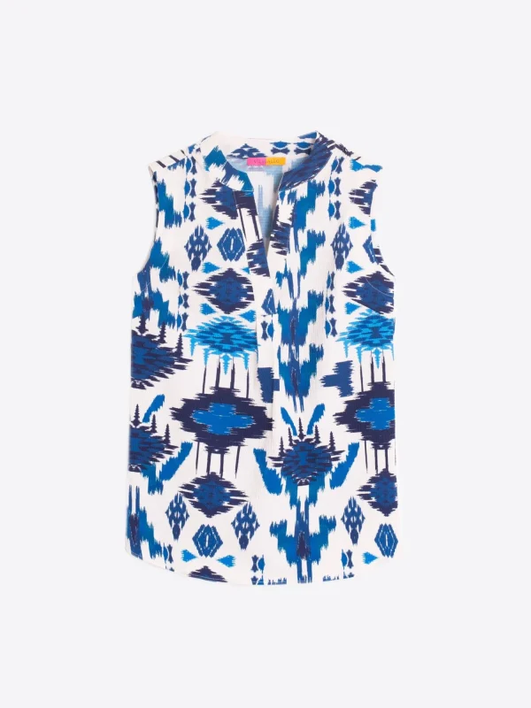 Mujer Vilagallo Camisa Estampado Ikat Azul