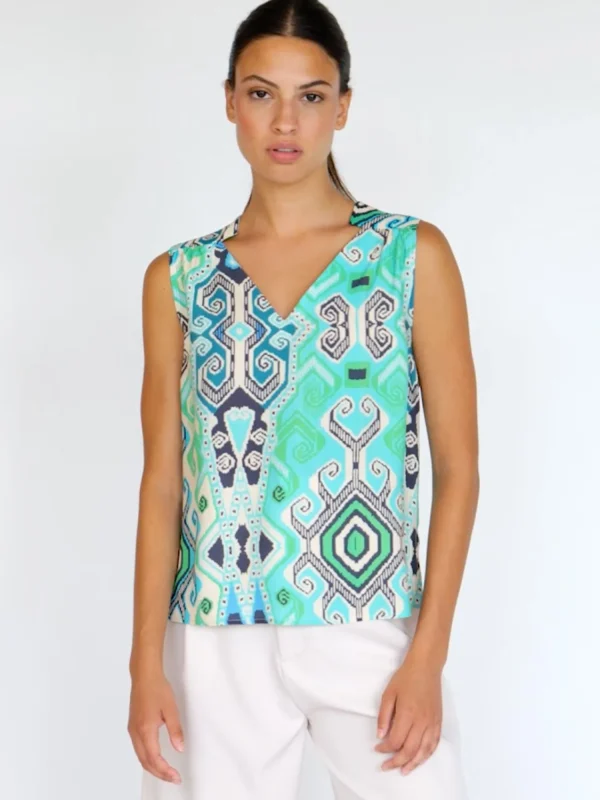 Mujer Vilagallo Camisa Estampado Navajo Turquesa