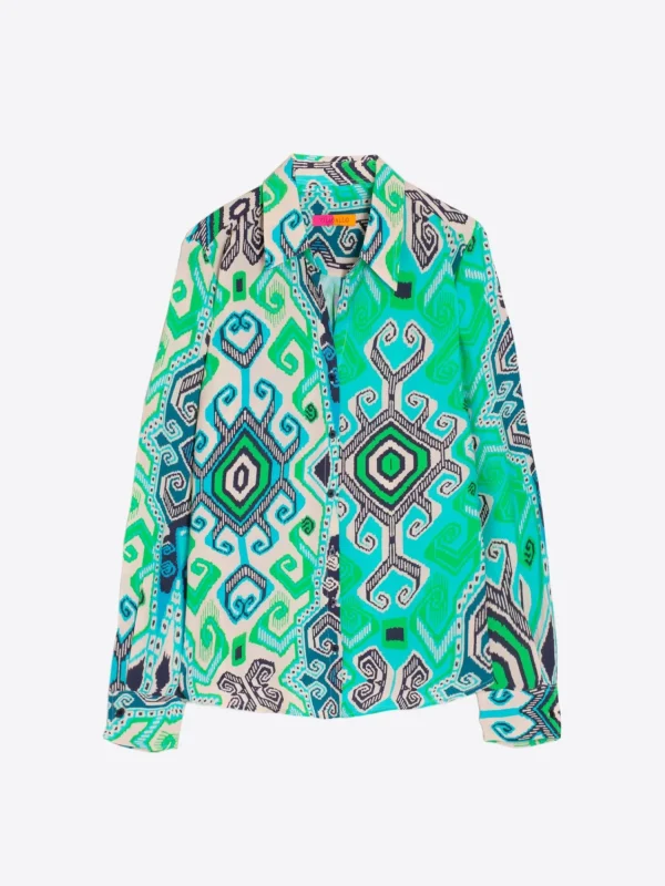 Mujer Vilagallo Camisa Estampado Navajo Turquesa