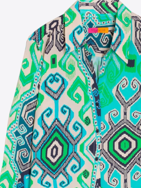 Mujer Vilagallo Camisa Estampado Navajo Turquesa