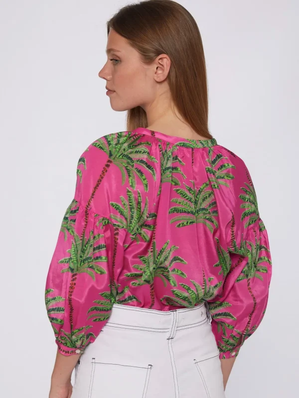 Mujer Vilagallo Camisa Estampado Palmeras Rosa