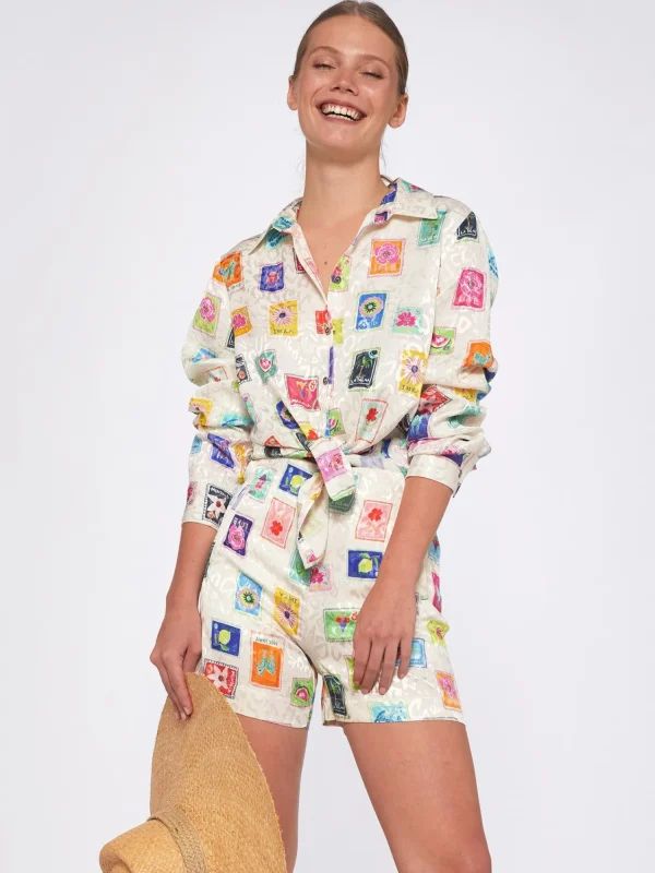 Mujer Vilagallo Camisa Estampado Sellos Jacquard