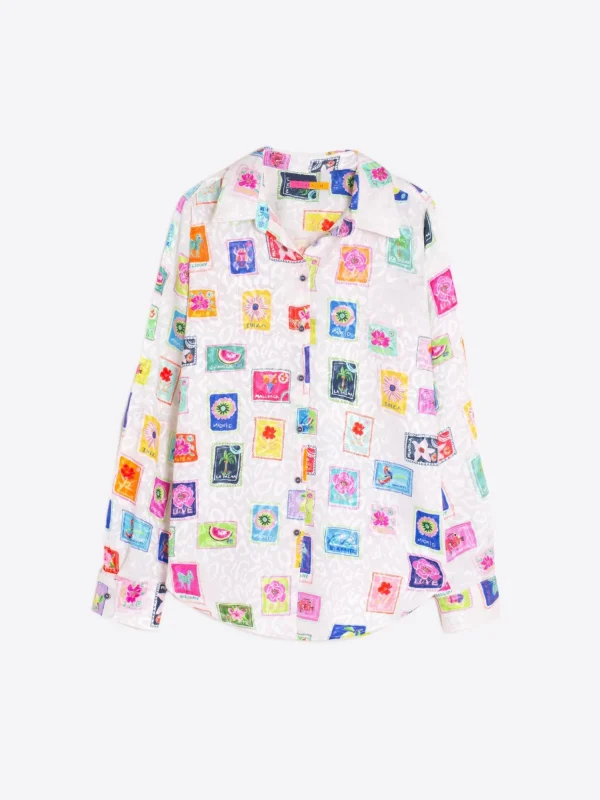 Mujer Vilagallo Camisa Estampado Sellos Jacquard
