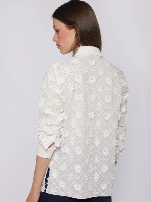 Mujer Vilagallo Camisa Flores Bordadas