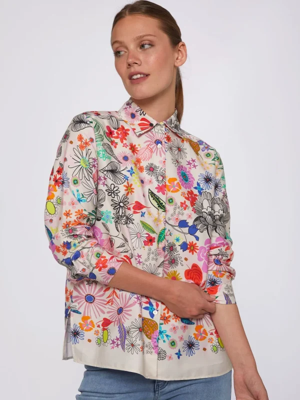 Mujer Vilagallo Camisa Flores Pintadas