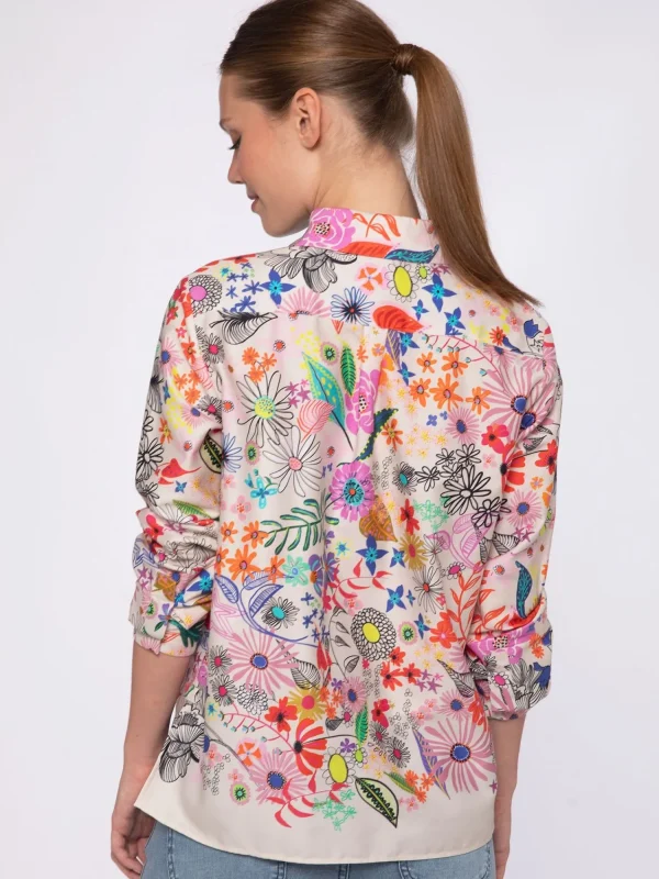 Mujer Vilagallo Camisa Flores Pintadas