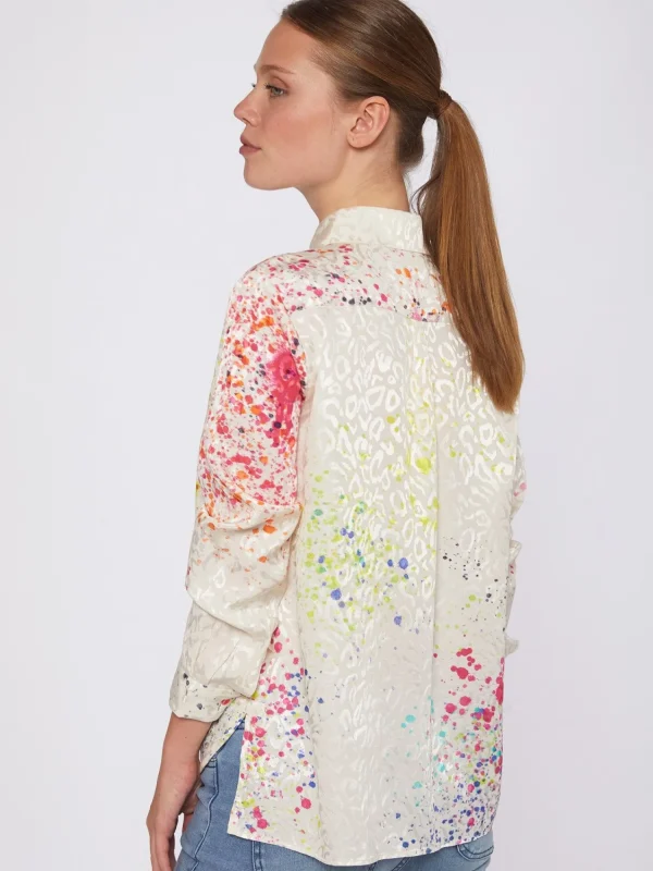 Mujer Vilagallo Camisa Fluida Jacquard Estampado Arte