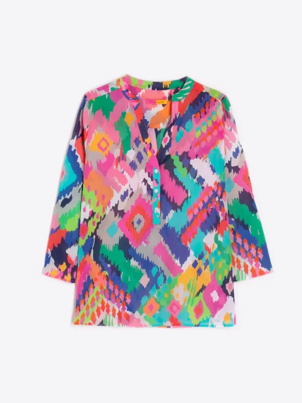 Mujer Vilagallo Camisa Francina Acuarela Ikat Voile