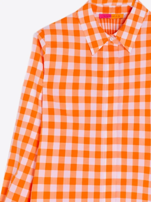 Mujer Vilagallo Camisa Ginger Orange Vichy