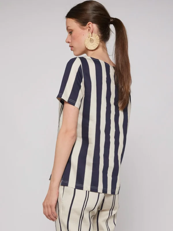 Mujer Vilagallo Camisa Lazada Rayas Combinadas