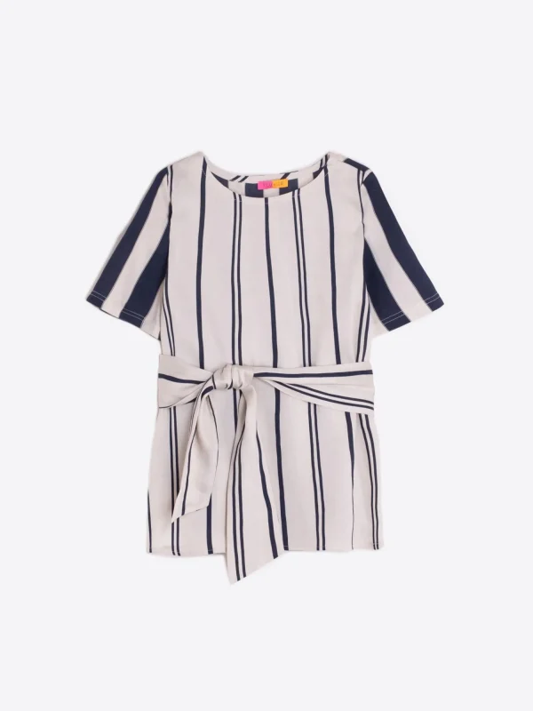 Mujer Vilagallo Camisa Lazada Rayas Combinadas