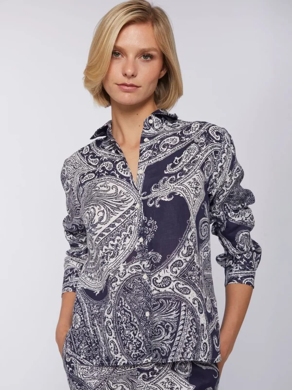 Mujer Vilagallo Camisa Lino Estampado Paisley