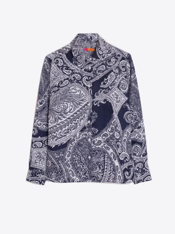 Mujer Vilagallo Camisa Lino Estampado Paisley