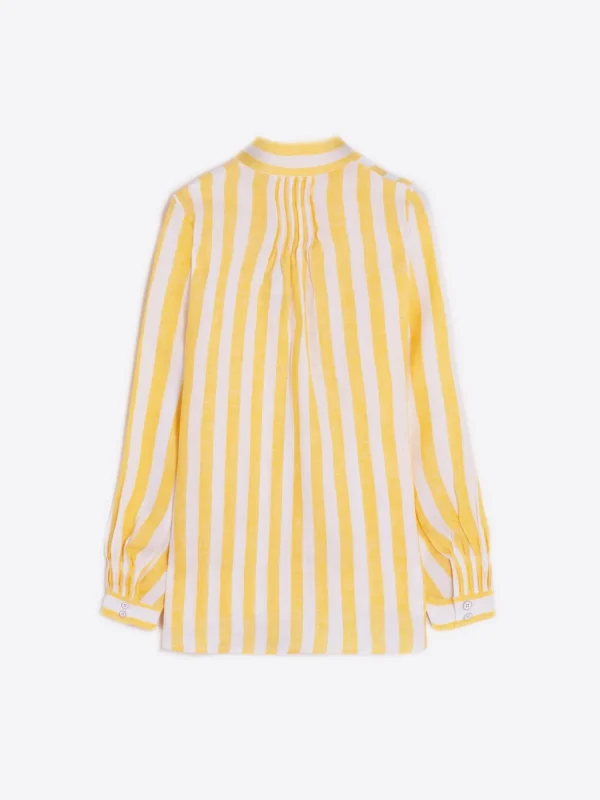 Mujer Vilagallo Camisa Lino Rayas Amarillas