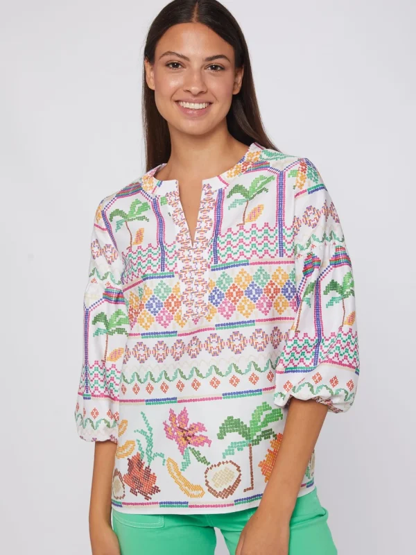 Mujer Vilagallo Camisa Menorca Cross Stitch Print