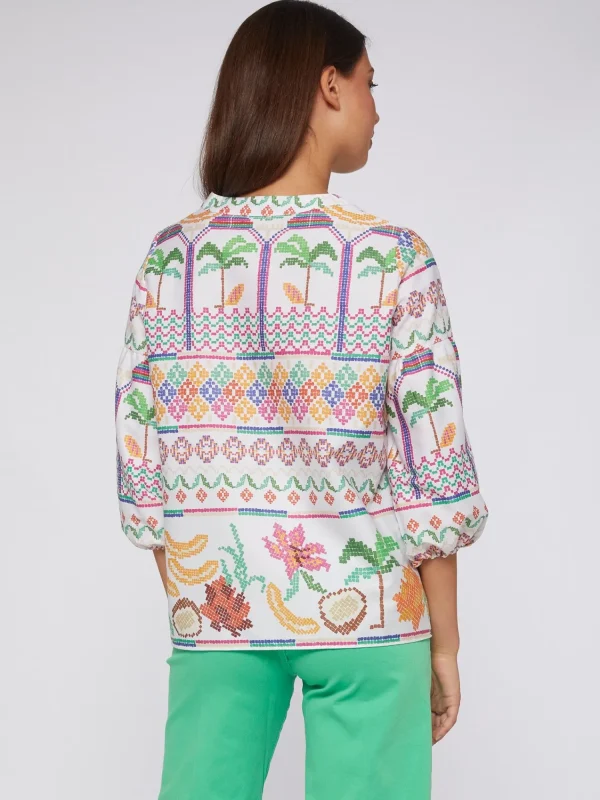 Mujer Vilagallo Camisa Menorca Cross Stitch Print