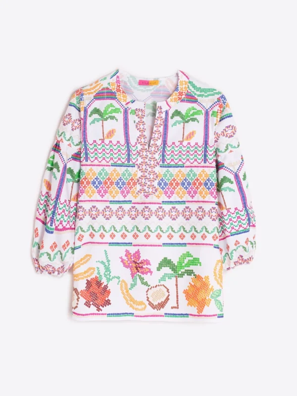Mujer Vilagallo Camisa Menorca Cross Stitch Print