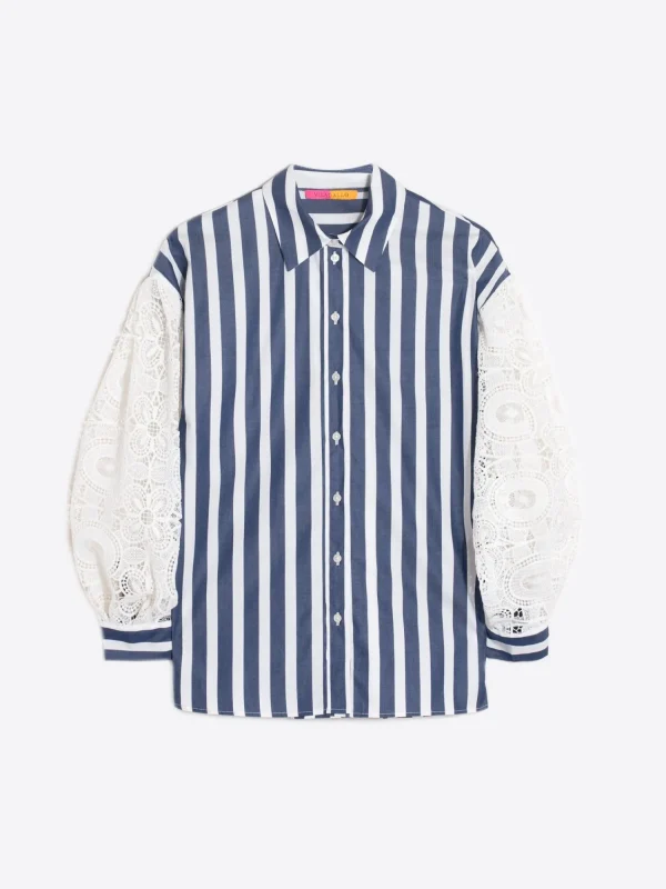 Mujer Vilagallo Camisa Rayas Mangas Guipour