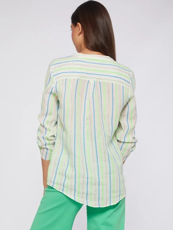 Mujer Vilagallo Camisa Rayas Neon Azul Verde