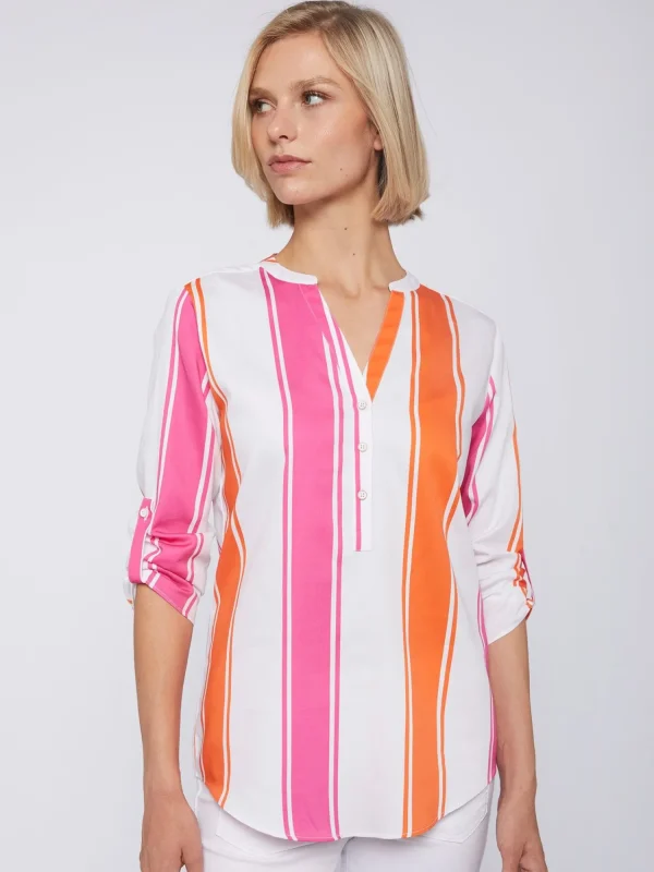 Mujer Vilagallo Camisa Rayas Rosa Naranja