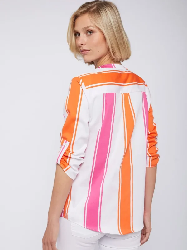 Mujer Vilagallo Camisa Rayas Rosa Naranja