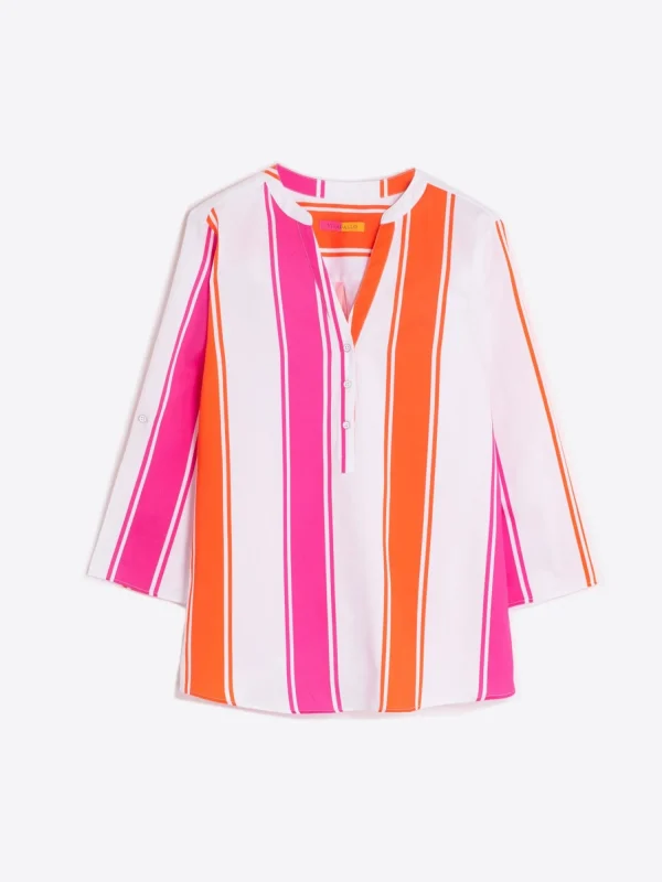 Mujer Vilagallo Camisa Rayas Rosa Naranja