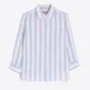 Mujer Vilagallo Camisa Sara Emb Blue Linen Stripe L