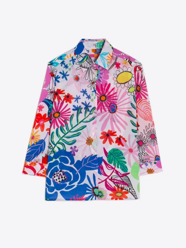 Mujer Vilagallo Camisa Sara Maxi Watercolour Flower