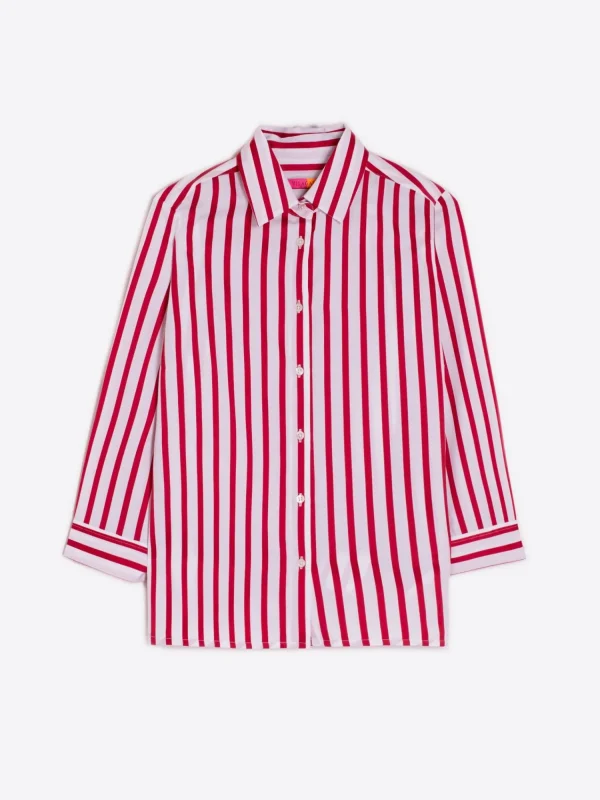 Mujer Vilagallo Camisa Sara Red Stripe Cotton